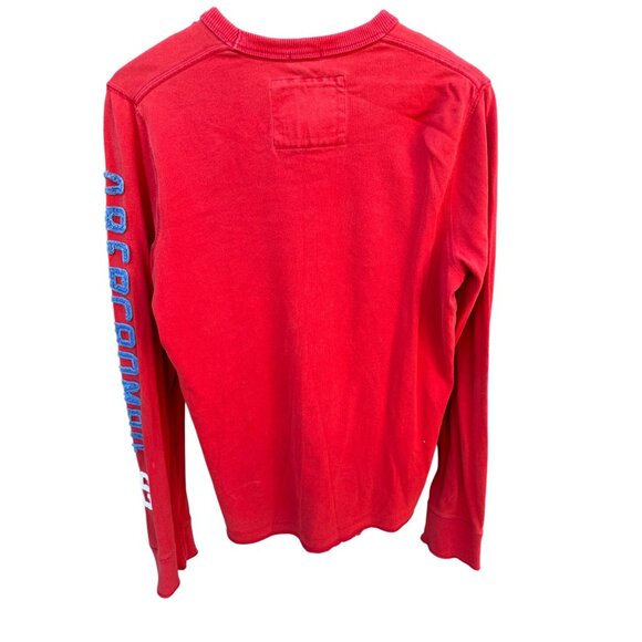 Vintage Abercrombie & Fitch Red Long Sleeve Muscle Fit Shirt M Embrodered Logo - Picture 2 of 11